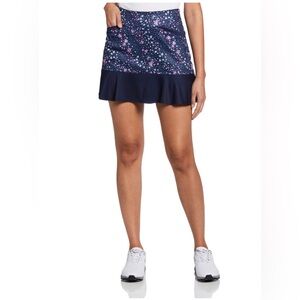 Callaway Women's Golf Skort Truesculpt Opti-Dri Navy Floral Ruffle Medium Paddle